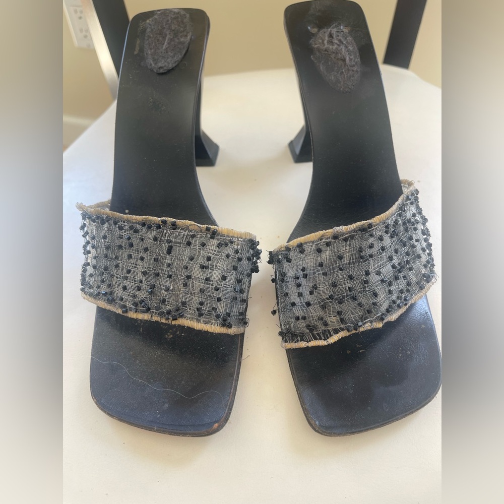 Elegant Black Beaded Women's Sandals